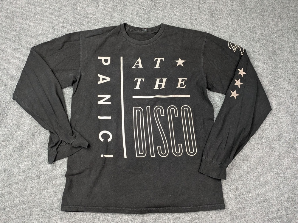 Panic At The Disco Shirt Mens M Black Long Sleeve Graphic Band Stars Tee